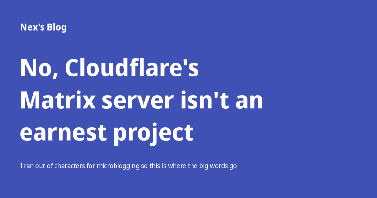 Cloudflare Builds Matrix Homeserver On Workers