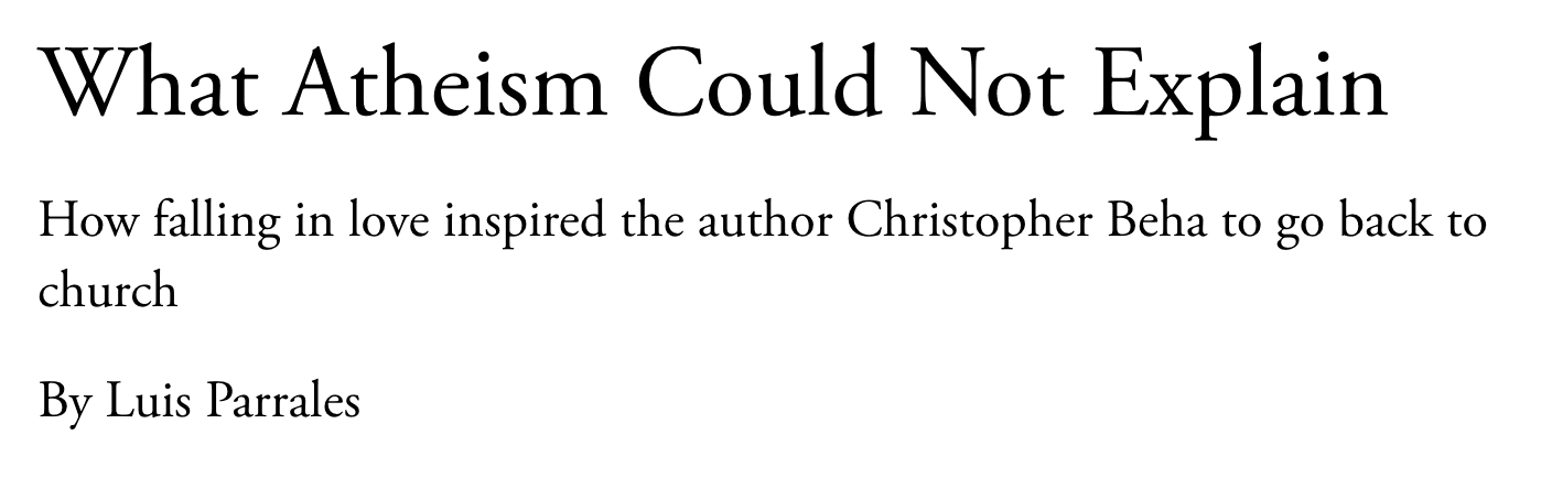 Critic Rejects Beha's Anti-Atheism Book Claims