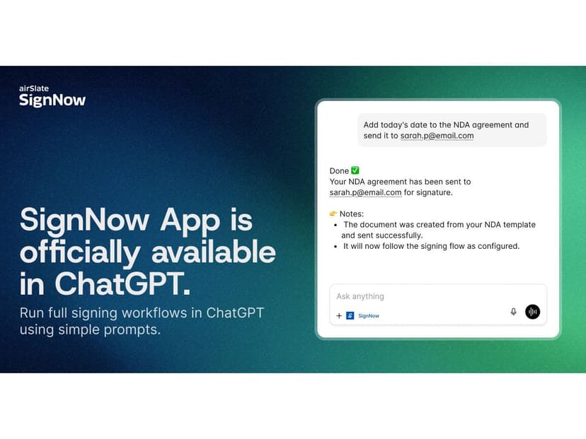 airSlate SignNow Launches Native eSignature App in ChatGPT