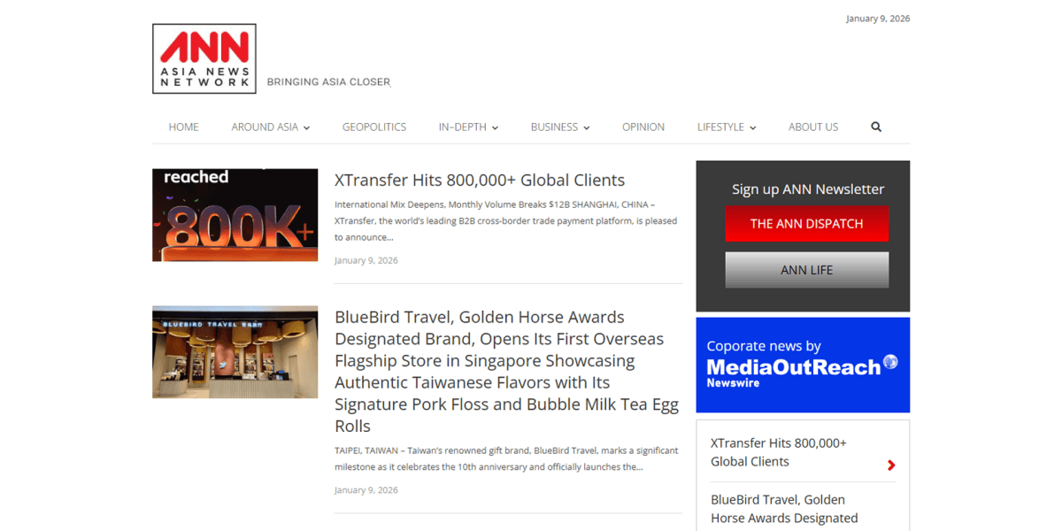 Media OutReach Forms Partnership With Asia News Network